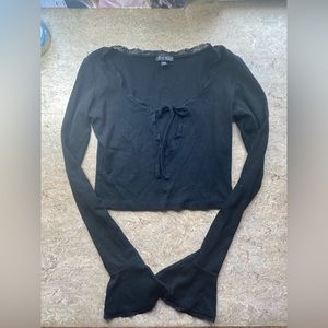 Current Mood Cropped Key hole Bell Sleeve Top